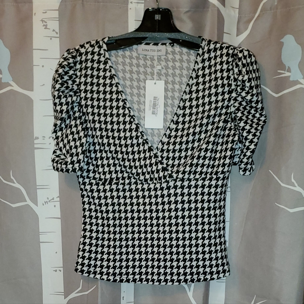 💥SALE💥Luna Tuccini Houndstooth Blouse - Picture 3 of 8